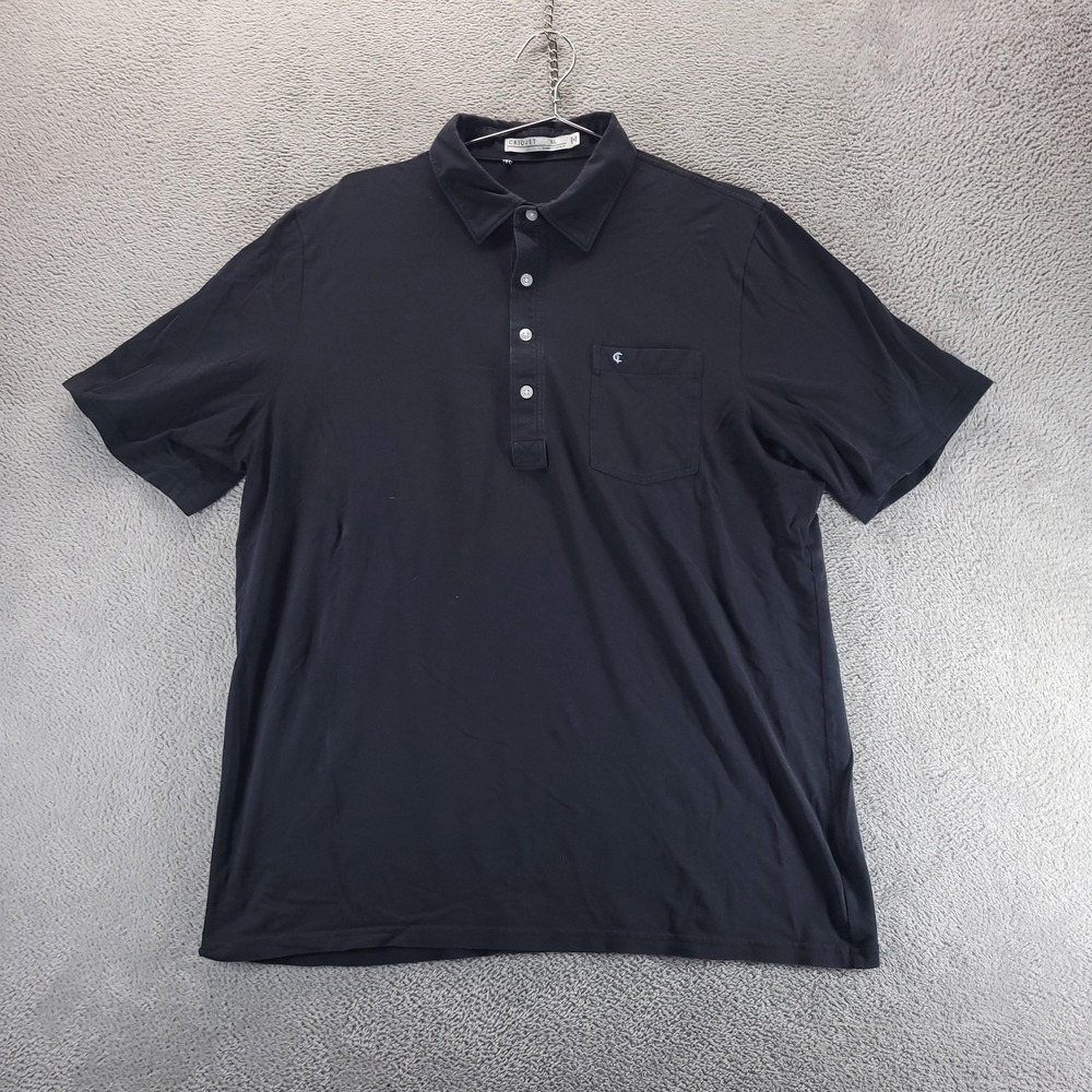 Criquet Polo Shirt Mens XL Black Solid Jersey Pocket Casual Golf Short Sleeve